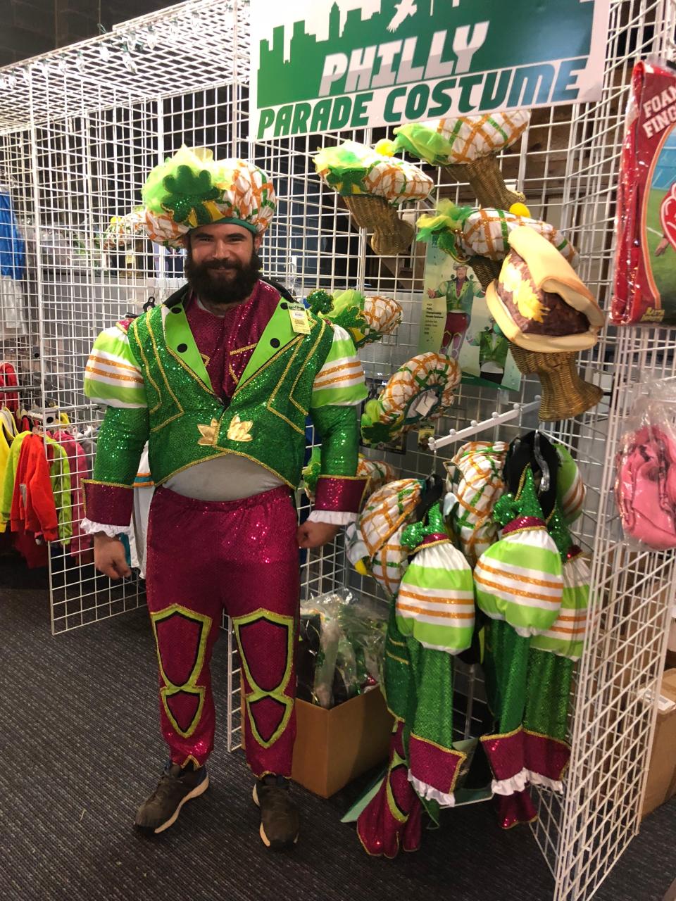 Rasta Imposta is the exclusive manufacturer of the Philly parade costume that immortalizes Jason Kelce's colorful outfit.
(Credit: Rasta Imposta)