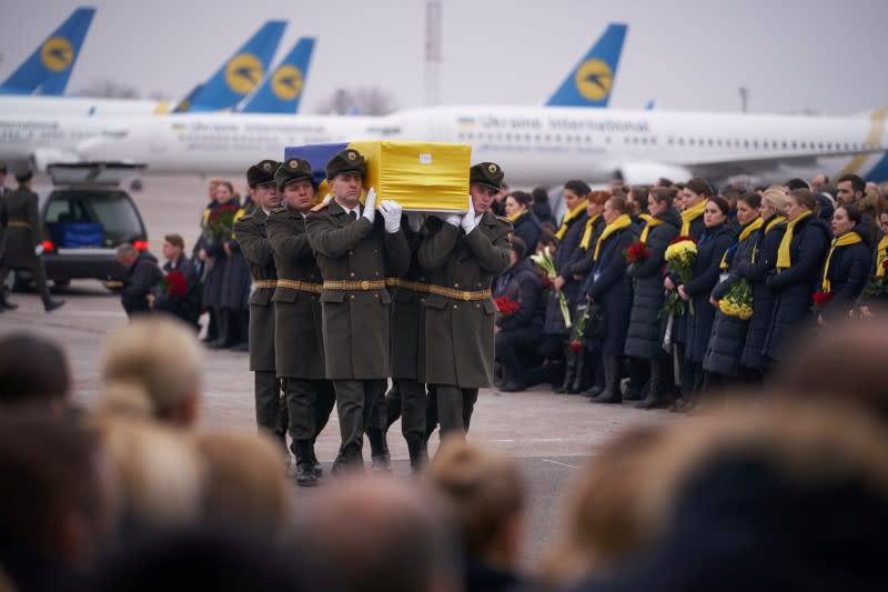 Memorial ceremony for the Ukrainian victims of Iran plane crash at the Boryspil International Airport, outside Kiev