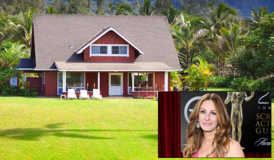 Julia Roberts has sold her Hawaiian estate: The Oscar-winning actress bought The Faye Residence five years ago for £10.7m and has sold it for £13.06m. The main plantation-style house comes with a 200ft stretch of beach and a guesthouse. (Getty)