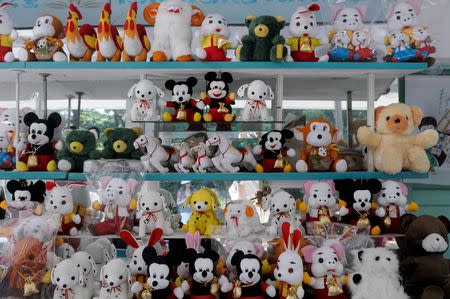 Stuffed toys are displayed at a store in central Pyongyang, North Korea, in this September 4, 2013 handout photo. REUTERS/Handout via Reuters