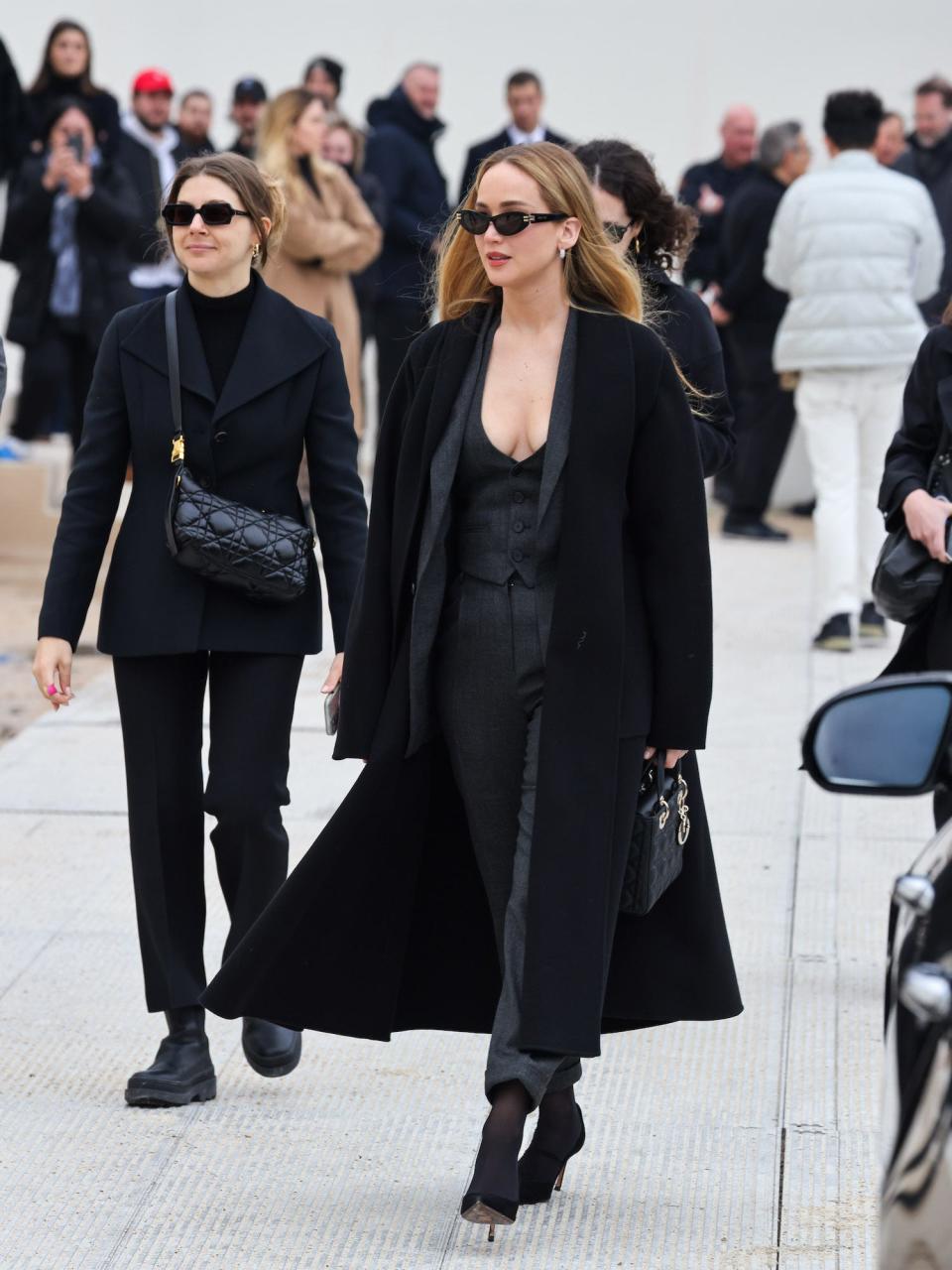 Jennifer Lawrence attends the Dior runway show during Paris Fashion Week.