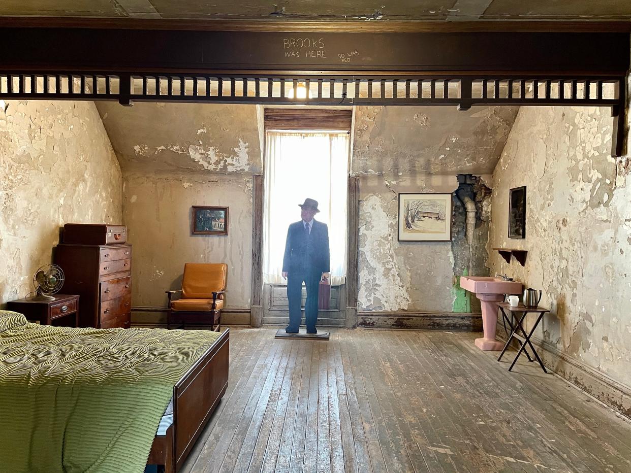 One of the saddest scenes, Brooks Hatlen's (played by James Whitmore) room at the Brewer Hotel was actually a room in the prison.