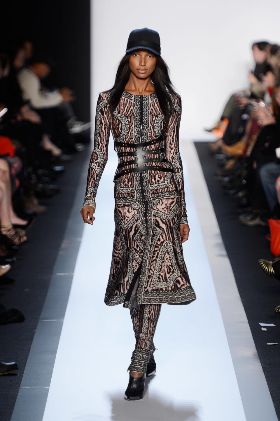 NEW YORK, NY - FEBRUARY 09:  A model walks the runway at the Herve Leger by Max Azria Fall 2013 fashion show during Mercedes-Benz Fashion Week at The Theatre at Lincoln Center on February 9, 2013 in New York City.  (Photo by Frazer Harrison/Getty Images for Mercedes-Benz Fashion Week)