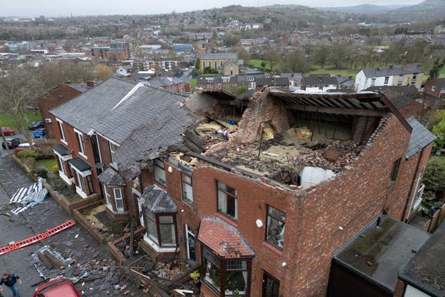 Damaged houses in Stalybridge