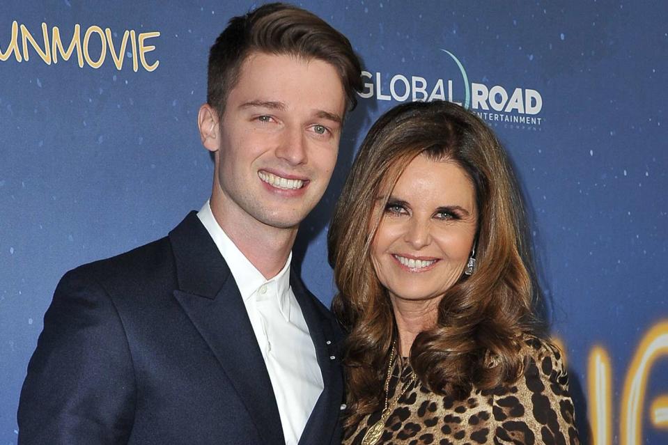 <p>Allen Berezovsky/WireImage</p> Patrick Schwarzenegger and Maria Shriver attend the Global Road Entertainment