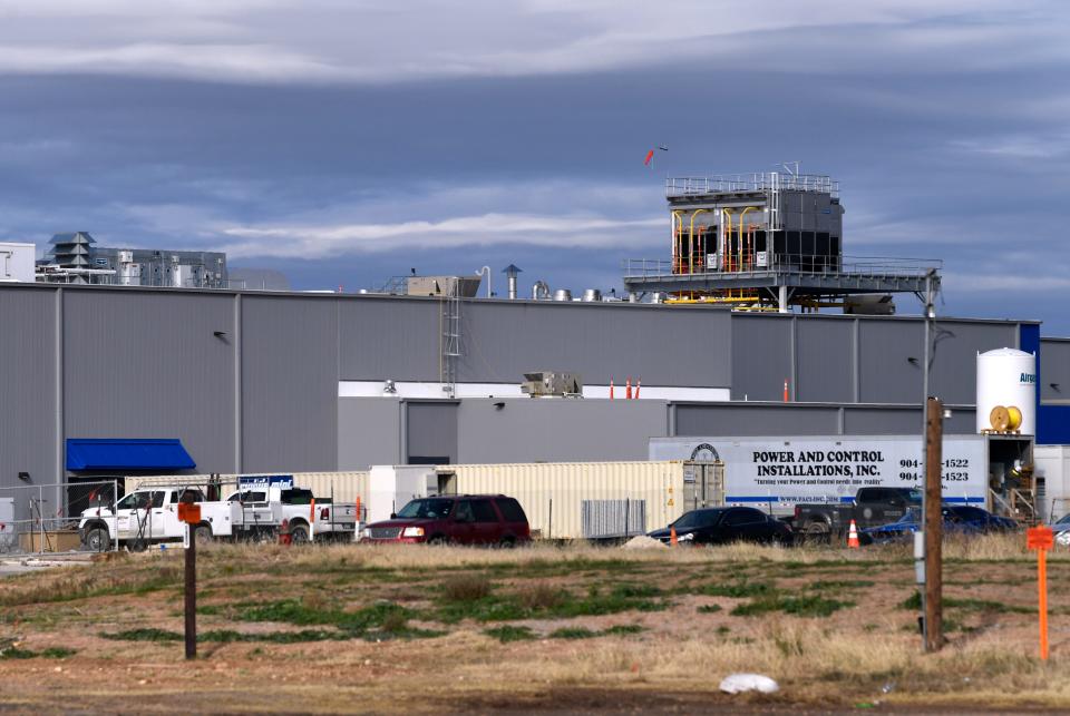 The under-construction Great Lakes Cheese factory on State Highway 36 in Abilene Dec. 1, 2022.