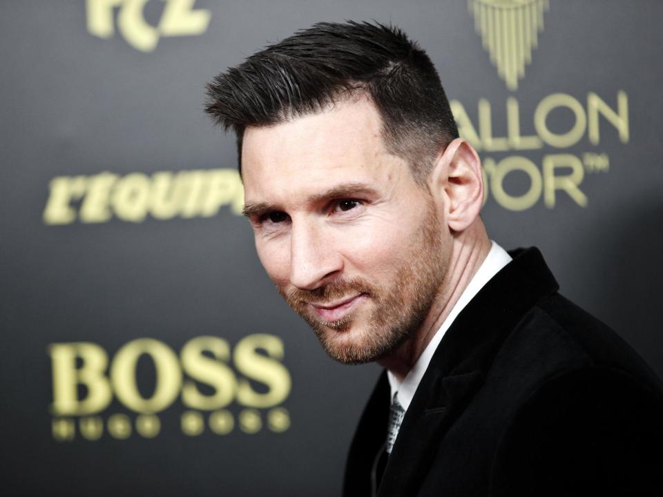 Lionel Messi arrives at the awards ceremony in Paris: EPA