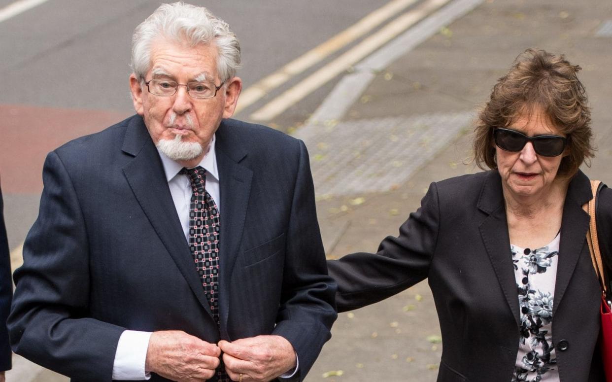 Rolf Harris, 87, arrives at Southwark Crown Court in London where he denies four counts of indecent assault - PA