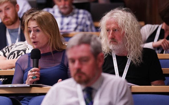 MEPs Clare Daly and Mick Wallace attending the conference