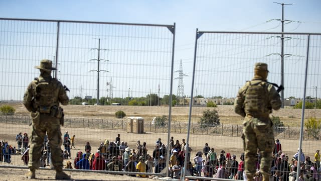 Migrants waiting at the border