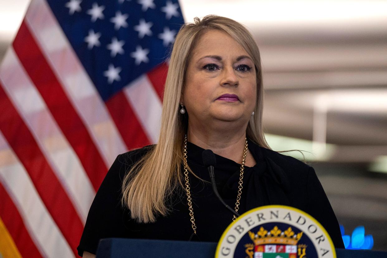 FILE: Puerto Rico Governor Wanda Vazquez Garced speaks during a press conference to announce  strict new rules for all passengers flying into Puerto Rico to curb coronavirus cases in San Juan, Puerto Rico, on June 30, 2020. / Credit: RICARDO ARDUENGO/AFP via Getty Images