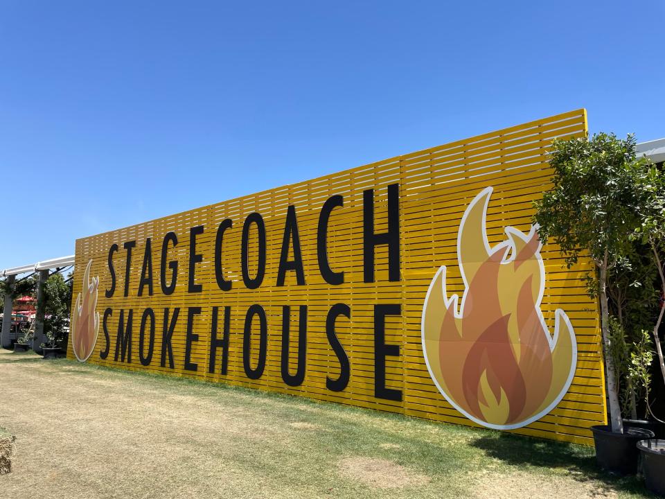 The Stagecoach Smokehouse got a new sign for the festival this year at Empire Polo Club in Indio, Calif. Friday, April 28, 2023.