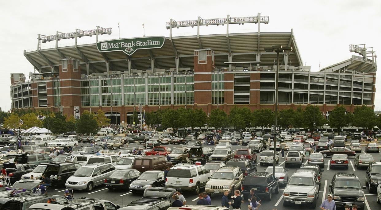 Police announced that a dead body was found in a port-a-potty in the M&T Bank Stadium parking log. (Photo by Doug Pensinger/Getty Images/file)