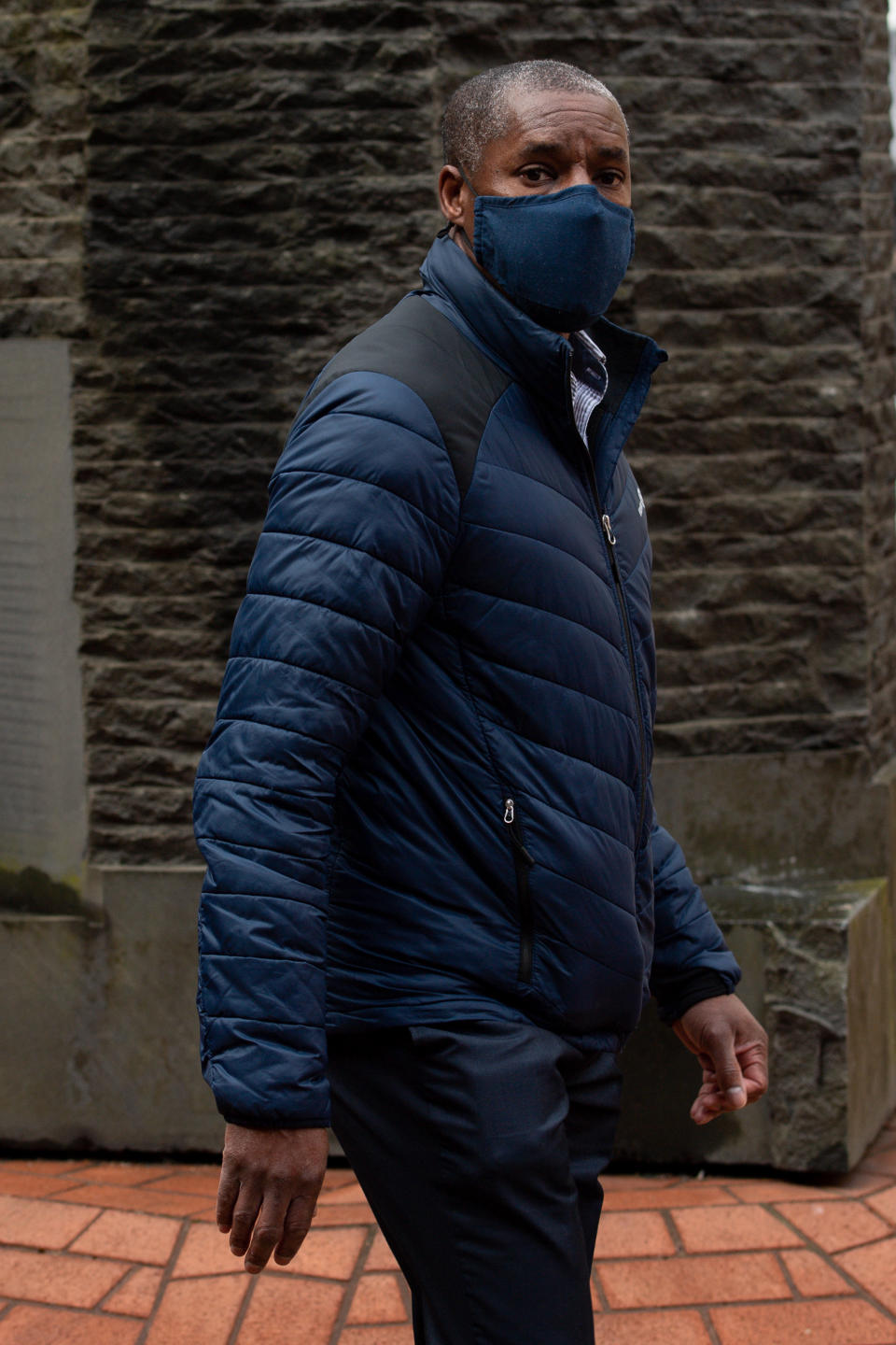 Kenroy Atkinson, the brother of former footballer Dalian Atkinson, arrives at Birmingham Crown Court where, PC Benjamin Monk is accused of the murder, and an alternative charge of manslaughter, of his brother. Monk's colleague, PC Mary Ellen Bettley-Smith is charged with assault of the former footballer. Picture date: Tuesday May 4, 2021.