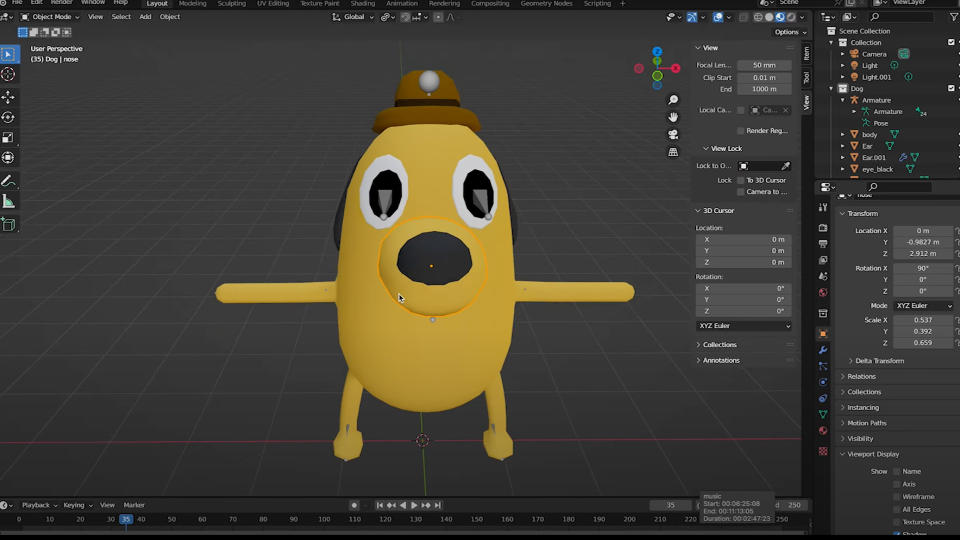 Character model in Blender for This Is FIne: The Game