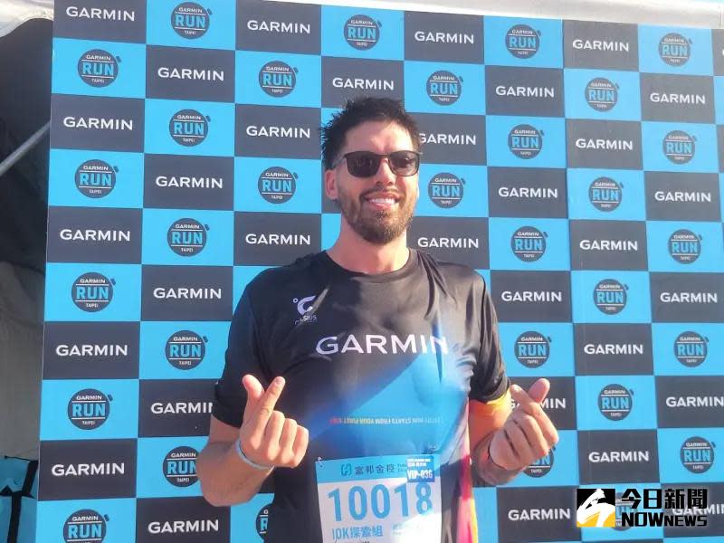 ▲牧倫斯今日參加Garmin Run路跑活動，也分享了他新賽季將和林書豪當隊友的心情。（圖／記者黃建霖攝）