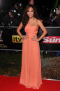<b>Military Awards red carpet: Myleene Klass <br></b><br>The TV personality brought some sunshine to the awards ceremony in this coral draped gown.<br><br>© Rex