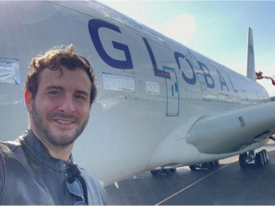 James Asquith with the Global Airlines A380.