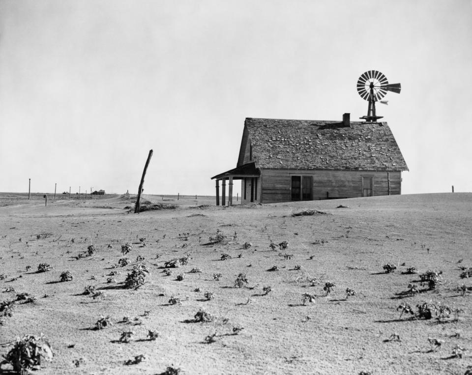 An abandoned farm house in Texas in the late 1930s.