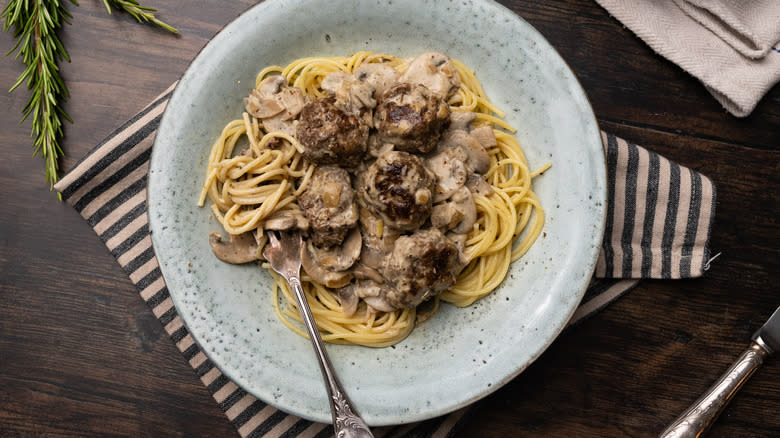 Venison meatballs and spaghetti