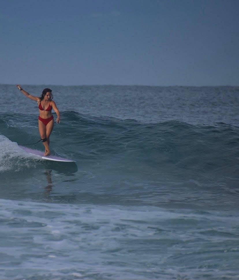 Fiona Sargente of Palm Bay claimed the top prize in the women’s 18-39 division during the USA Surfing Longboard Championships in Oceanside, California, on June 17, 2022.