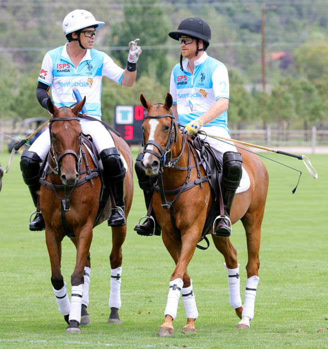 Prince Harry playing polo with Nacho Figueras