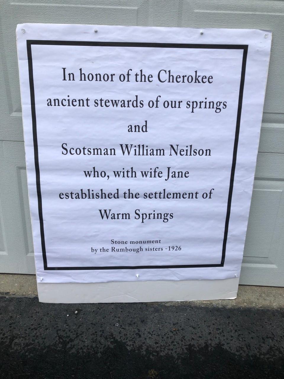 Former Hot Springs mayor Sidney Harrison presented an idea proposed to him by a former Hot Springs resident for an aluminum plaque honoring the first settlers of Hot Springs and William Nelson, who bought the property around what is now Hot Springs Resort and Spa in 1791.