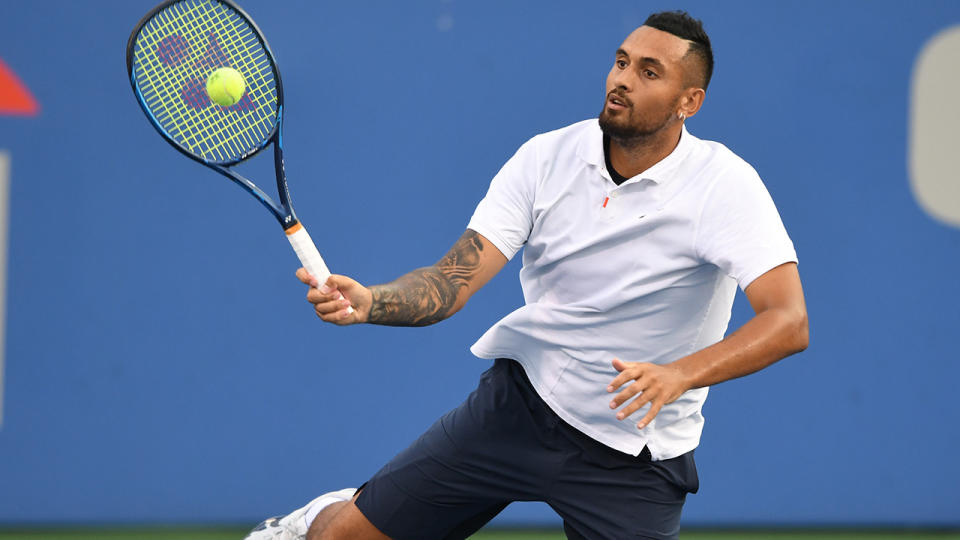 Nick Kyrgios simply seemed to be off his game as he was knocked out of the Citi Open in the first round. (Photo by Mitchell Layton/Getty Images)