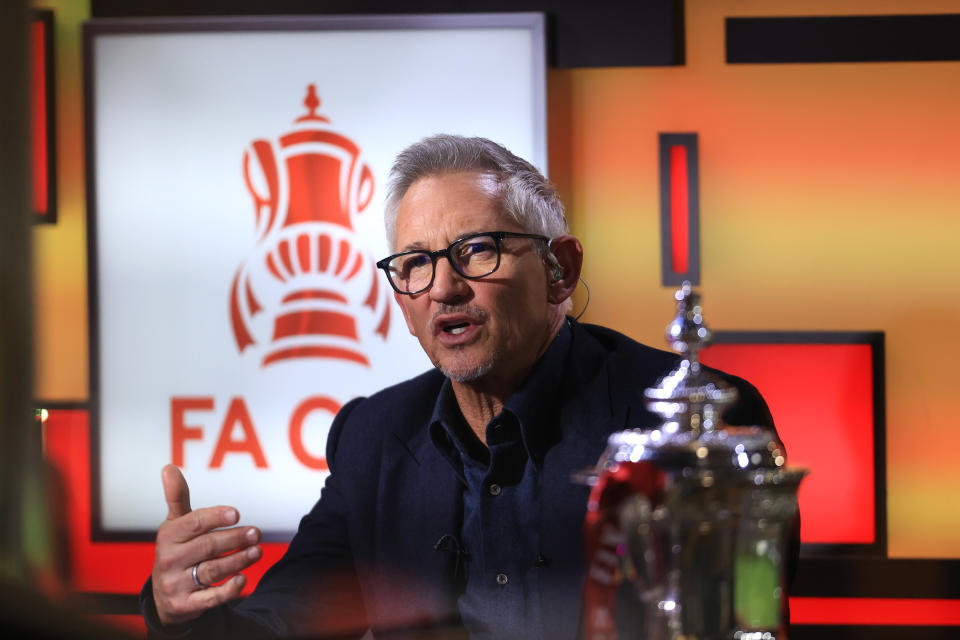 WOLVERHAMPTON, ENGLAND - JANUARY 17: BBC pundit Gary Lineker during the Emirates FA Cup Third Round Replay match between Wolverhampton Wanderers and Liverpool at Molineux on January 17, 2023 in Wolverhampton, England. (Photo by Simon Stacpoole/Offside/Offside via Getty Images)