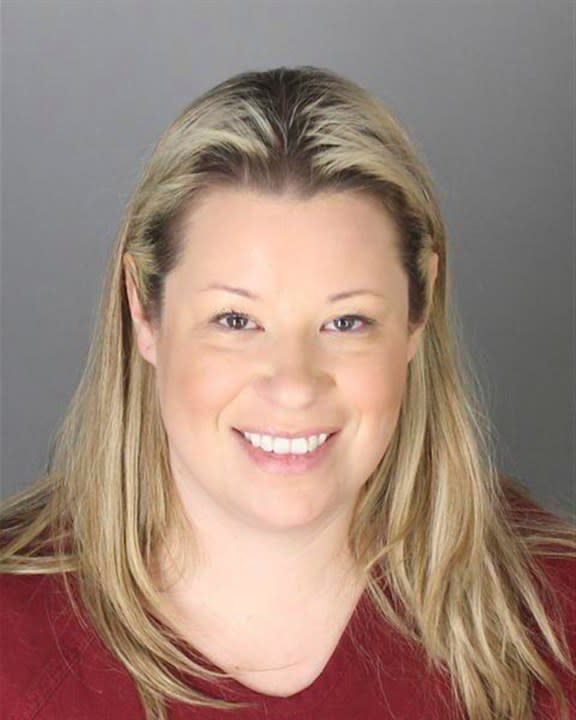 This photo released by the Oakland County Jail, shows Stefanie Lambert. Lambert, an attorney facing criminal charges for illegally accessing Michigan voting machines, appeared in court Thursday, March 21, 2024, in Oakland County, Mich. (Oakland County Jail via AP)