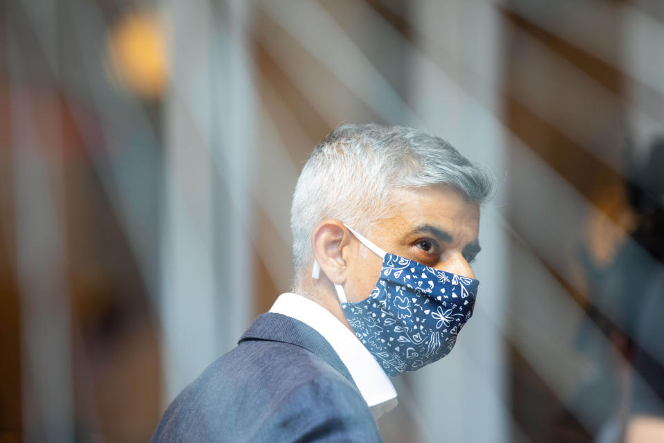 EDITORIAL USE ONLY Mayor of London Sadiq Khan in Oxford Street, London, where he visited shops and restaurants to find out how they are coping after he sent a letter to the Prime Minister on the huge challenges currently being faced by West End businesses.