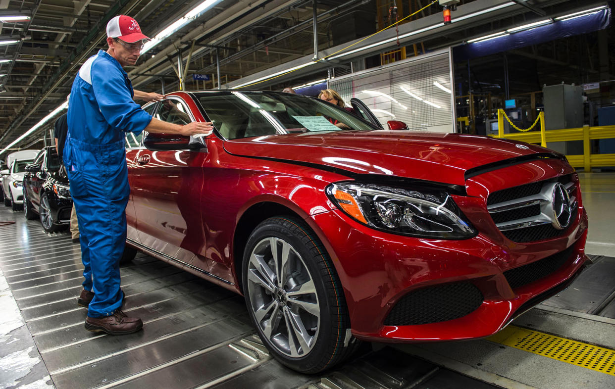 he Mercedes-Benz International factory in Vance, Ala.,  (Andrew Caballero-Reynolds / AFP via Getty Images file)