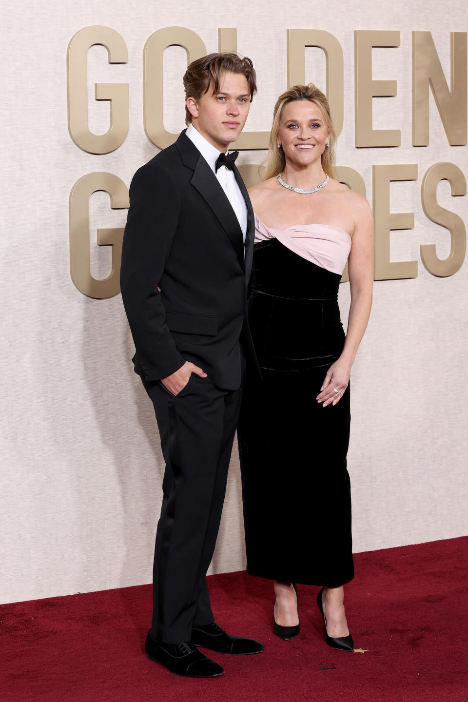 BEVERLY HILLS, CALIFORNIA - JANUARY 07: (L-R) Deacon Phillippe and Reese Witherspoon attend the 81st Annual Golden Globe Awards at The Beverly Hilton on January 07, 2024 in Beverly Hills, California. (Photo by Monica Schipper/GA/The Hollywood Reporter via Getty Images)