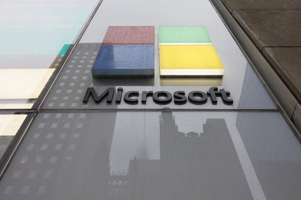 NEW YORK, NY - APRIL 3: The Microsoft logo is seen at the Experience Center on Fifth Avenue in New York City on April 3, 2024. The Cybersecurity Review Board, established in 2021 by executive order and led by the Department of Homeland Security, is investigating Microsoft's investigation into China's targeted hacking of senior U.S. government emails last year, including that of Secretary of Commerce Gina. A report was released detailing the failure. Raimondo.  (Photo by Michael M. Santiago/Getty Images)