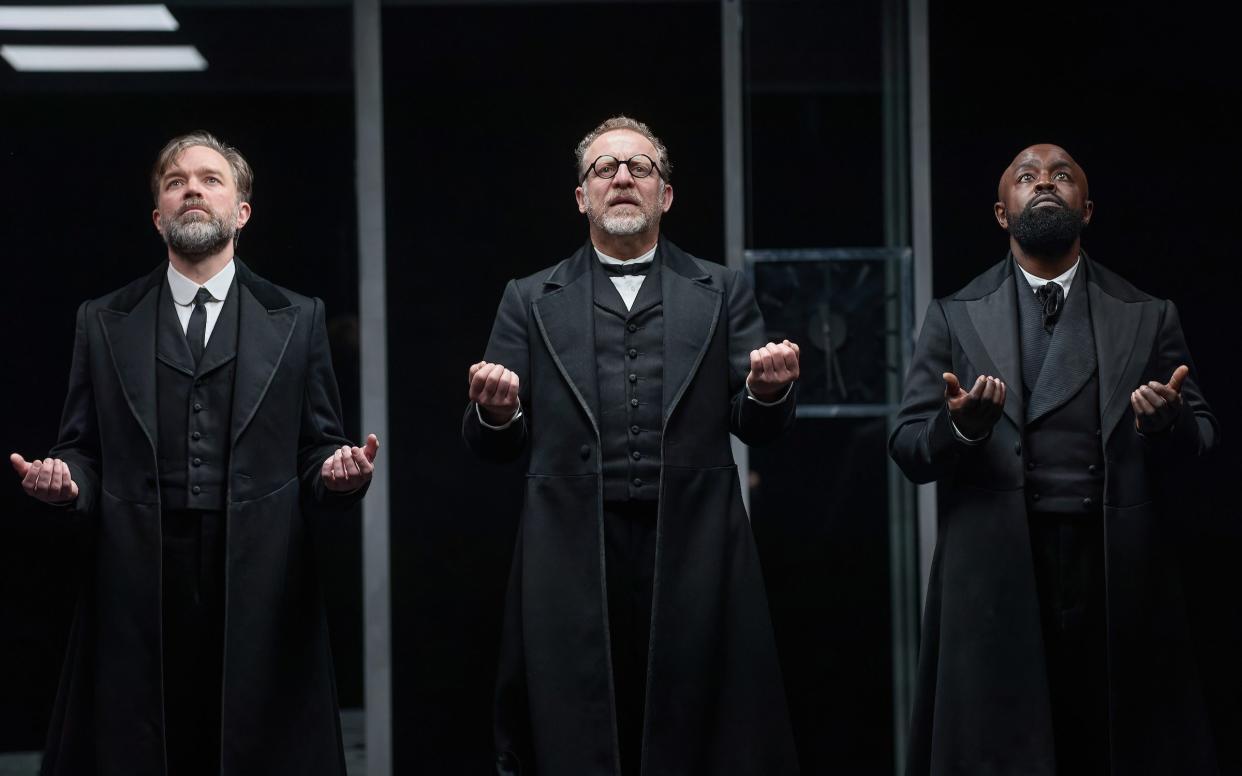 Hadley Fraser, Nigel Lindsay and Michael Balogun in The Lehman Trilogy - Mark Douet