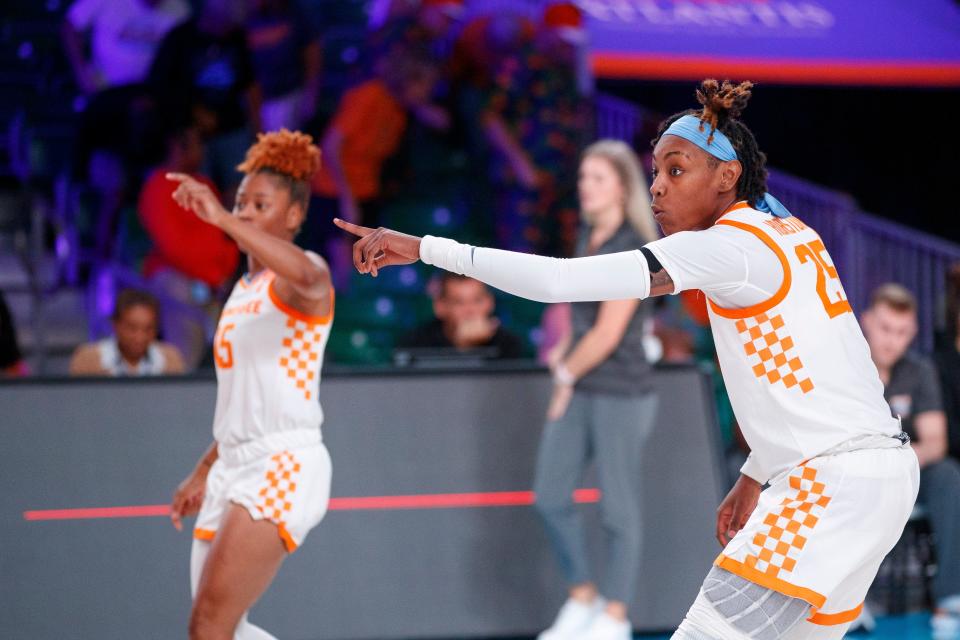 PARADISE ISLAND, BS - November 20, 2022 - Guard Jordan Horston #25 during the Battle 4 Atlantis game between the UCLA Bruins and the Tennessee Lady Volunteers at Imperial Arena in Paradise Island, Bahamas.