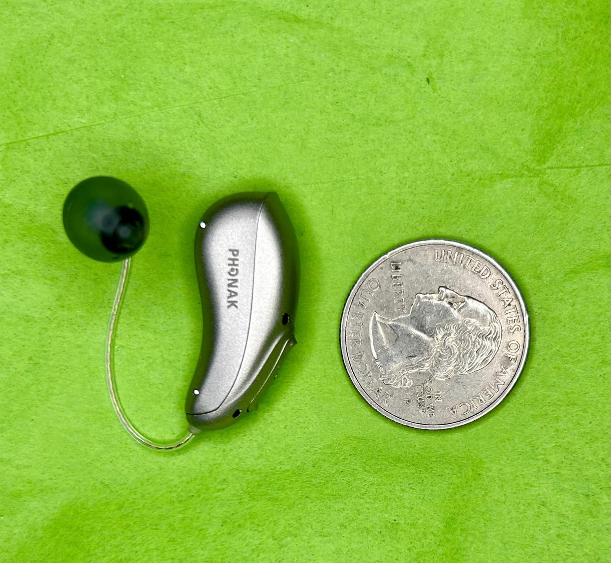 The minimal size of an Audéo Lumity hearing aid is one of its key features. (Photo: April Mccormick)
