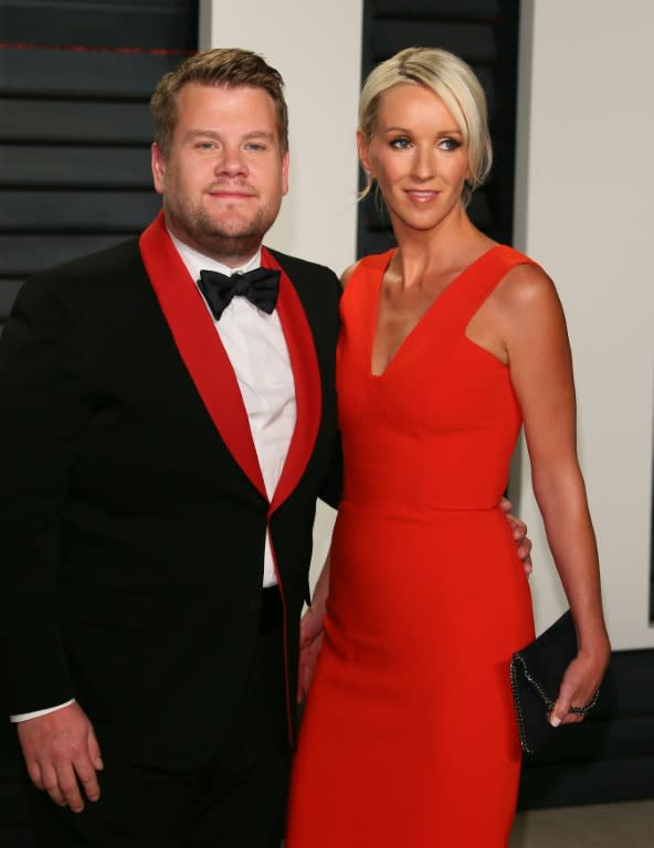 James Corden and his wife, actress Julia Carey, arrive to the Vanity Fair Party following the 88th Academy Awards, at The Wallis Annenberg Center for the Performing Arts in Beverly Hills, California, on February 26, 2017