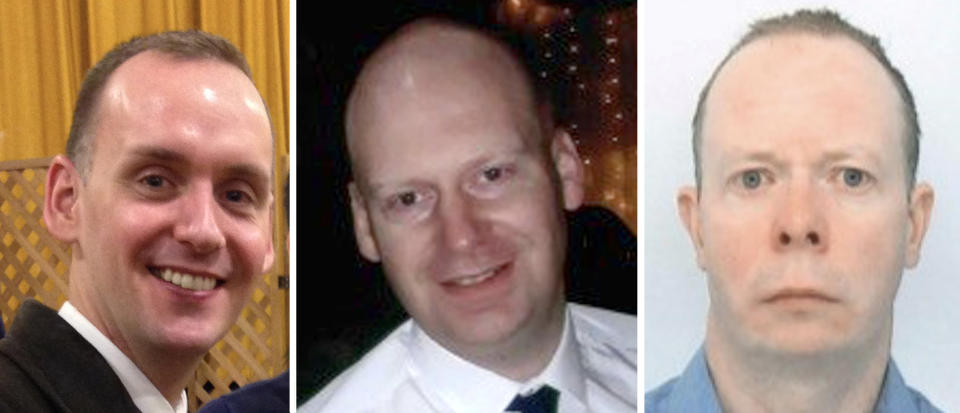 Joe Ritchie-Bennett, James Furlong and David Wails, the three victims of the Reading attack. (PA/Thames Valley Police)