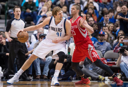 Chandler Parsons (R) says he looks forward to teaming up with Dallas' Dirk Nowitzki. (USA TODAY Sports) 