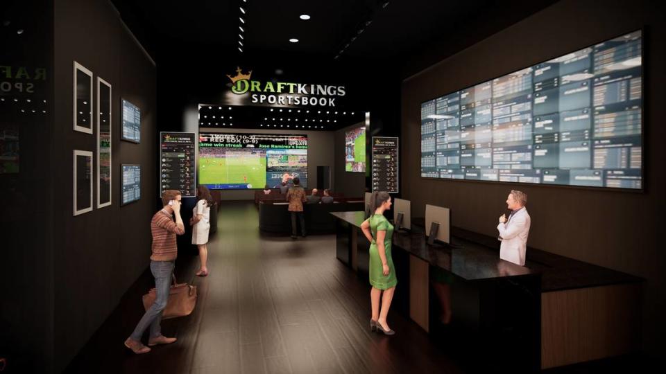 This rendering shows the sleek new betting area coming in the new DraftKings retail sportsbook at Golden Nugget Casino Biloxi. Legislation was introduced this week that would allow online sports betting in Mississippi.