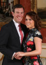 <p>Princess Eugenie and Jack Brooksbank announced their engagement on 22 January, 2018. The couple are set to follow in Prince Harry and Meghan Markle’s footsteps as their nuptials will be held in St George’s Chapel in October, 2018.<br><br>In the official engagement photographs, Eugenie donned a floral dress by Erdem accessorised with Jimmy Choo heels. Jack Brooksbank proposed to the royal while in Nicaragua earlier in the month with a padparadscha sapphire surrounded by diamonds. Swoon. <em>[Photo: Getty]</em> </p>