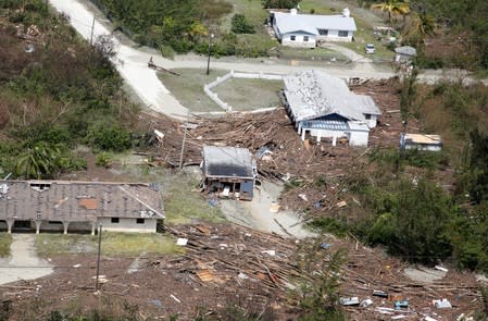 An aerial view shows debris after hurricane Dorian hit the Grand Bahama Island in the Bahamas