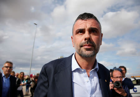 Former Catalan government cabinet member Santi Vila walks out of prison after being released on bail in Estremera, Spain, November 3, 2017. REUTERS/Javier Barbancho