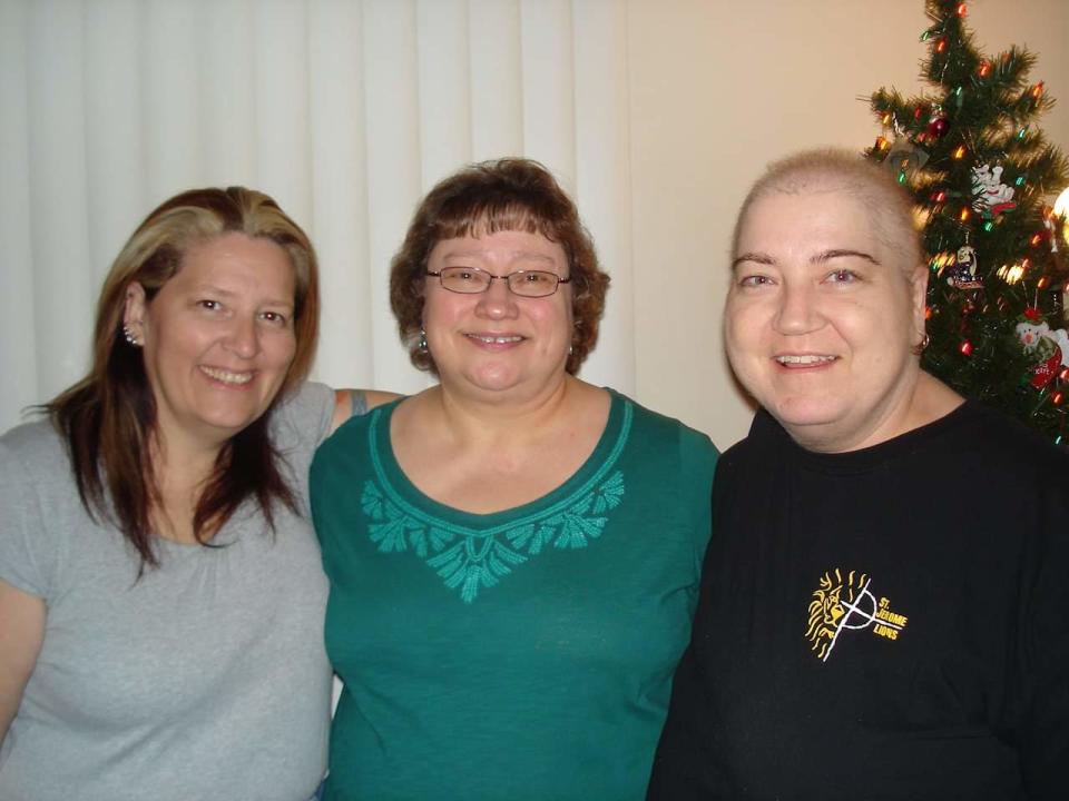 Cheryl Harvey (far right) with friends during her first battle with cancer in 2011. 