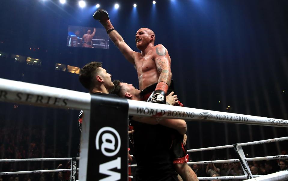 George Groves celebrates his win over Chris Eubank Junior