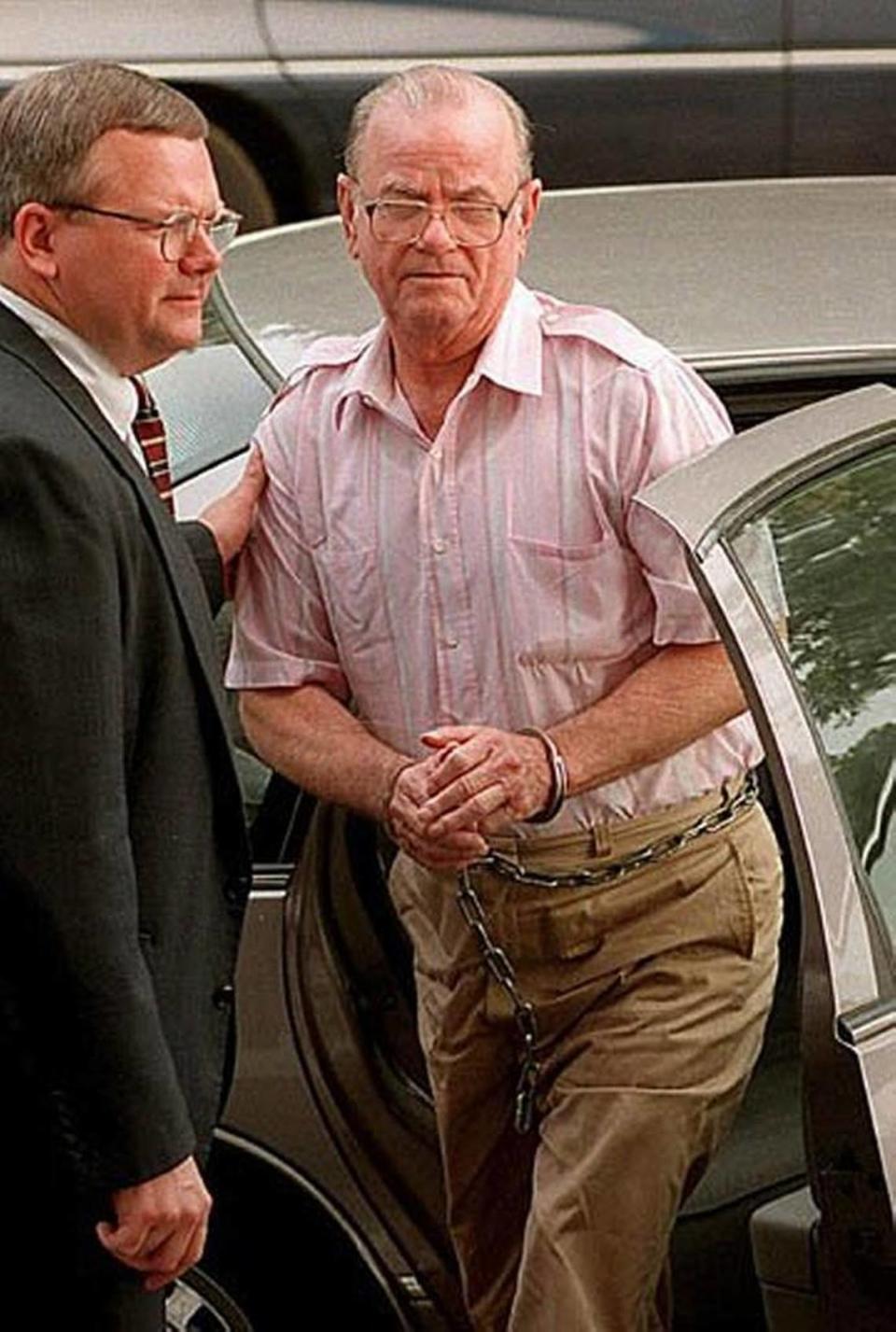 Mike Gillich Jr. arrives in September 1997 at federal courthouse in Hattiesburg, where federal prosecutors asked a judge to release him from prison for testifying against co-conspirators about the plot to murder Vincent and Margaret Sherry. U.S. District Judge Charles Pickering refused to release Gillich immediately, but did shave time off his sentence.