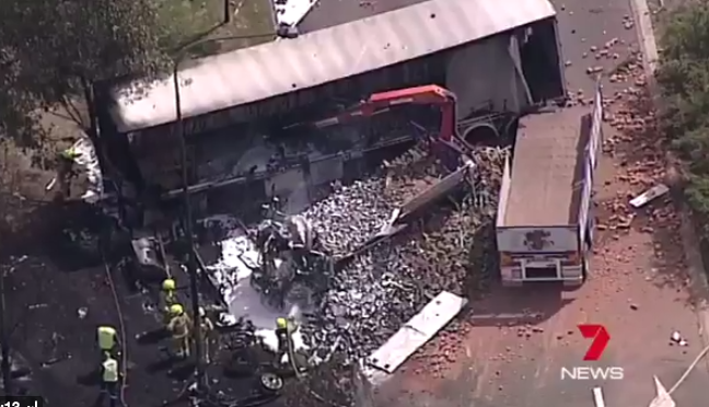 The crash happened about 1.30pm Thursday. Photo: 7 News.