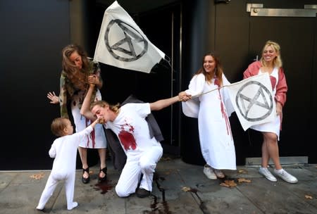 Extinction Rebellion climate change protest during London Fashion Week