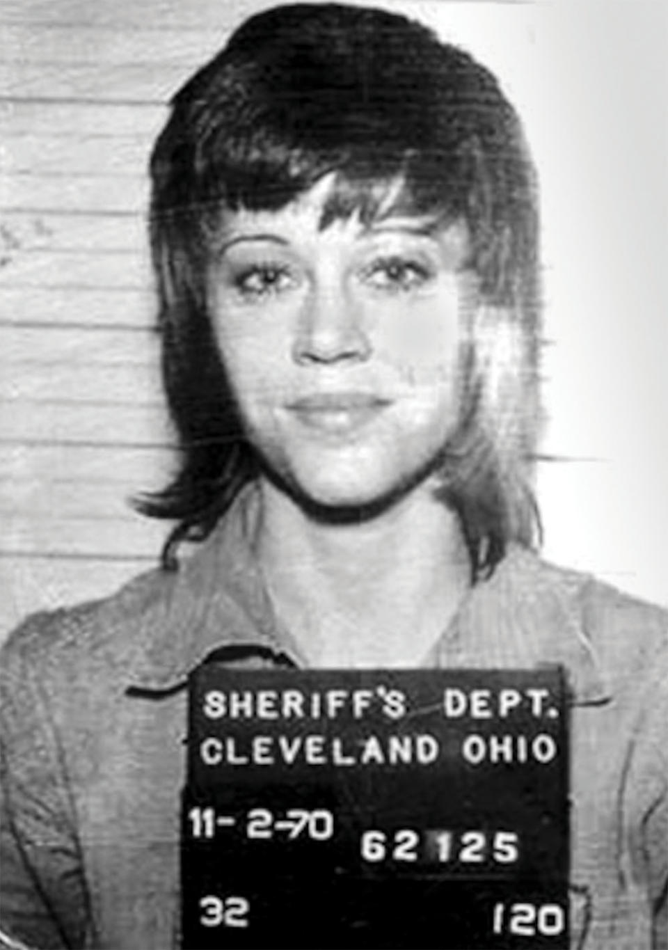 A mug shot of Fonda following her 1970 arrest allegedly for smuggling drugs